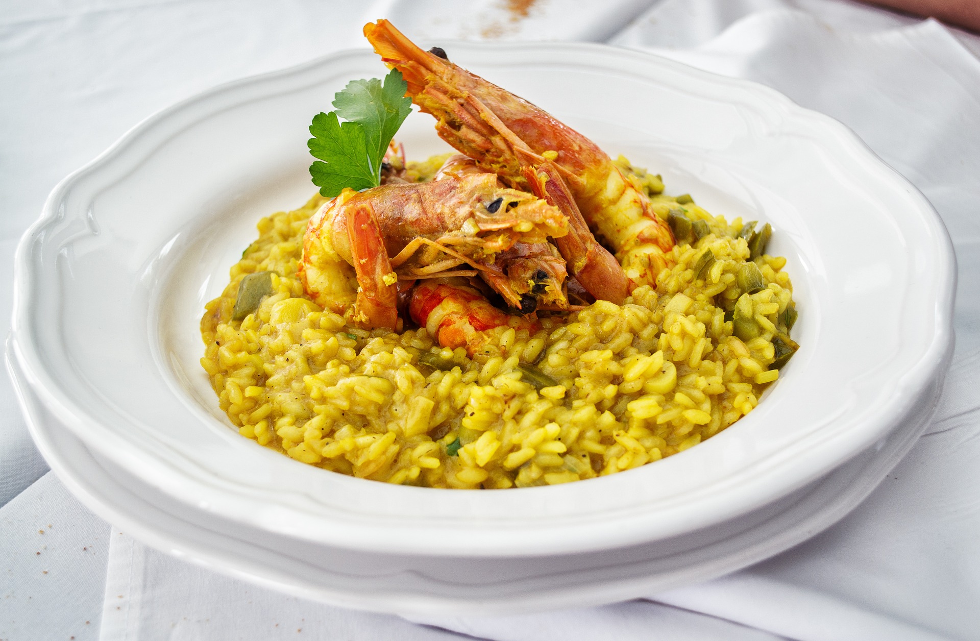 Photo risotto curry et gambas